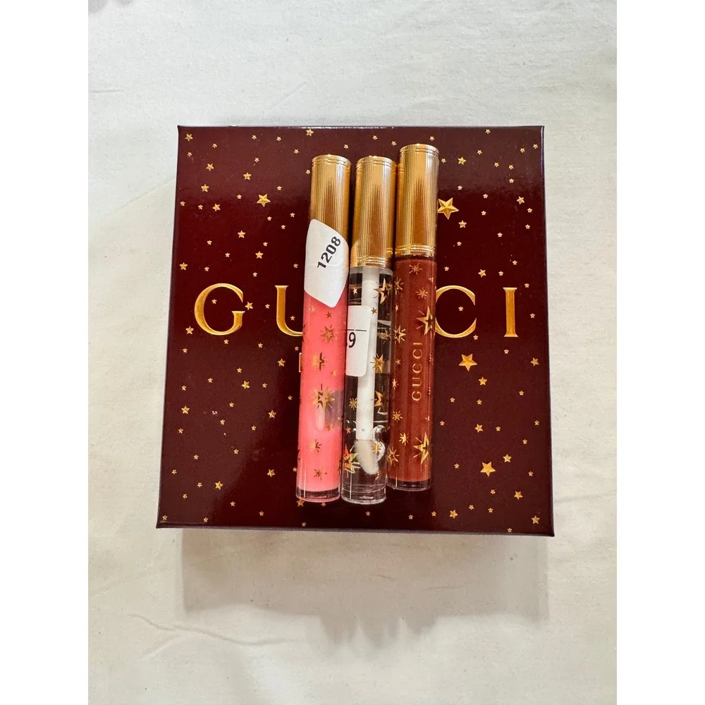 Gucci Beauty Rosso Ancora 509 Lip Set Matte Liquid +Glow Lipstick 3 Piece Box